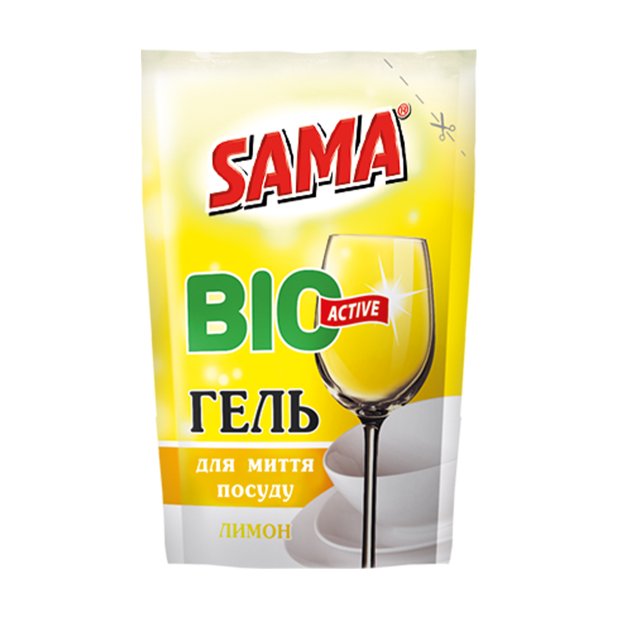 Гель для миття посуду Sama Bic Active Лимон, 450 г (дойпак)